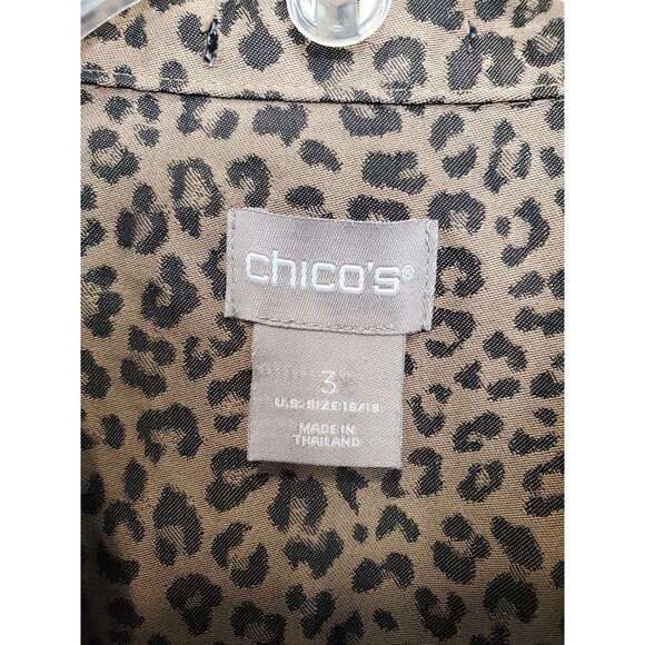 Chico's No-Iron Coolmax All Seasons Cheetah-Print Classic Button-Up Shirt 3 (XL) - Picture 3 of 6